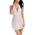 thumbnail image 3 of Conjunto de ropa de dormir de encaje para mujer Vestido Halter Lencería Malla Chemise Babydoll brillar vestir, 3 of 5
