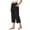 Black, variant on Women Capri Pants Wide Leg High Waisted Drawstring Capris Summer Casual Linen Cropped Pants with Pockets