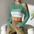 thumbnail image 2 of UJNDER Cropped Ribbed Knit Cardigan Sweater for Women Cutout Detail Fall Wear Green One Size, 2 of 6
