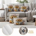 thumbnail image 6 of Fall Sunflower Outdoor Waterproof Pillow Covers, Thanksgiving Pumpkin Botanical Leaf Wooden Decorative Square Throw Pillowcase Sofa Cushion Sham for Patio/Couch/Chair, 20"x20" 2 Pack, 6 of 8