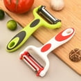 thumbnail image 5 of Julienne Peeler Vegetable Peeler Dual Blade Stainless Steel Cutter Slicer with Cleaning Brush for Carrot, Cucumber, Fruit, Multifunctional Peeler for Kitchen, 5 of 8