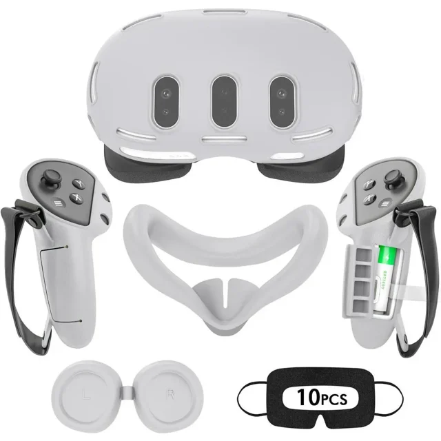 Silicone Cover Set for Meta Quest 3, Upgraded Design Full Protection for Quest 3, 4 in 1 VR Accessories Protective Cover for Oculus Quest 3, Ideal Present for Birthday and Christmas