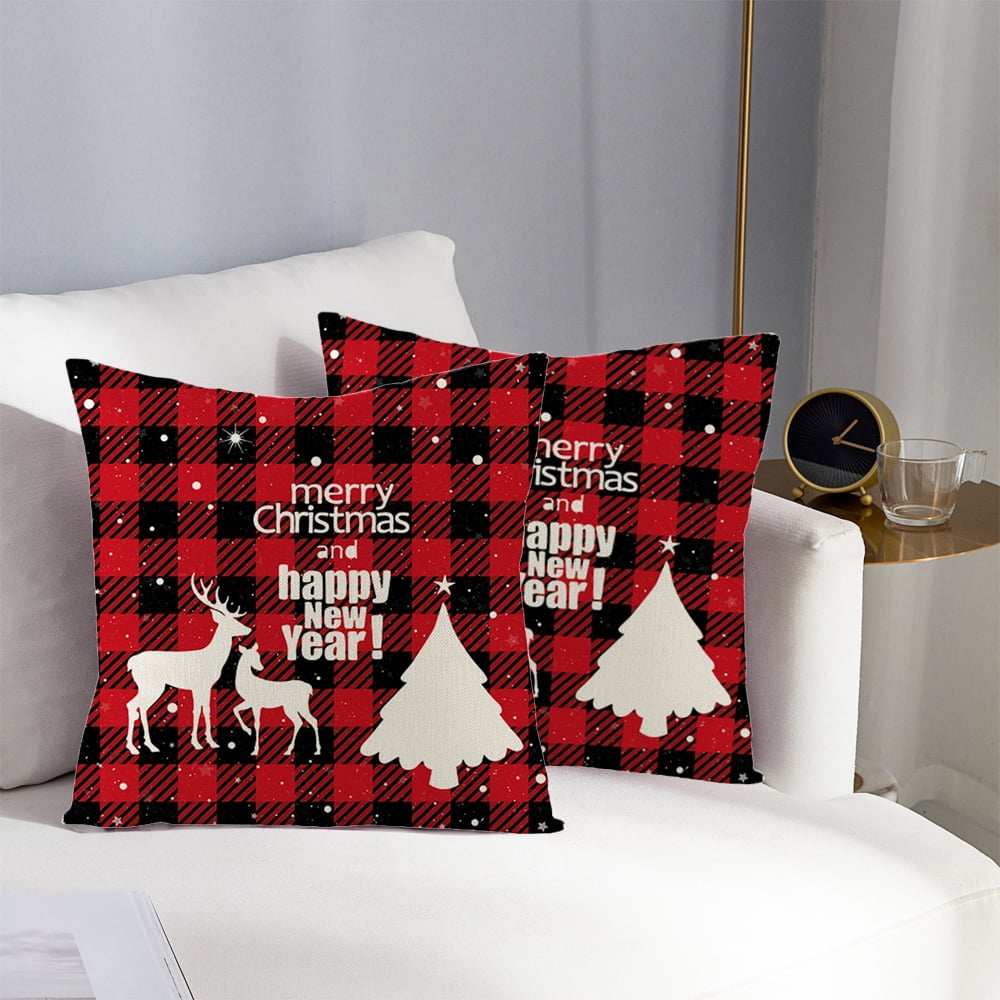 Christmas Throw Pillow Covers Set of 2, SEGMART Breathable Linen Throw