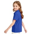 thumbnail image 4 of Girls Short Sleeve Basic Pique Polo Shirts School Uniform Golf Shirts Royal Blue 120, 4 of 7