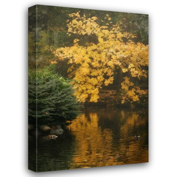 Vitaly Geyman 17x24 Gallery Wrapped Canvas Wall Art Titled - Autumn Reflections I