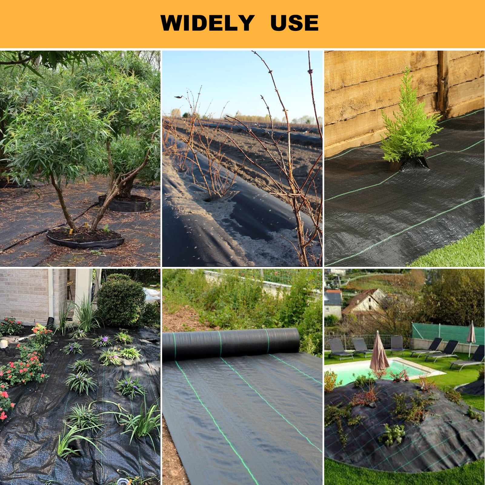 3' x 300' Weed Barrier Landscape Fabric with UV Protection, Heavy Duty Garden Fabric Weed Barrier Black Mulch for Landscaping