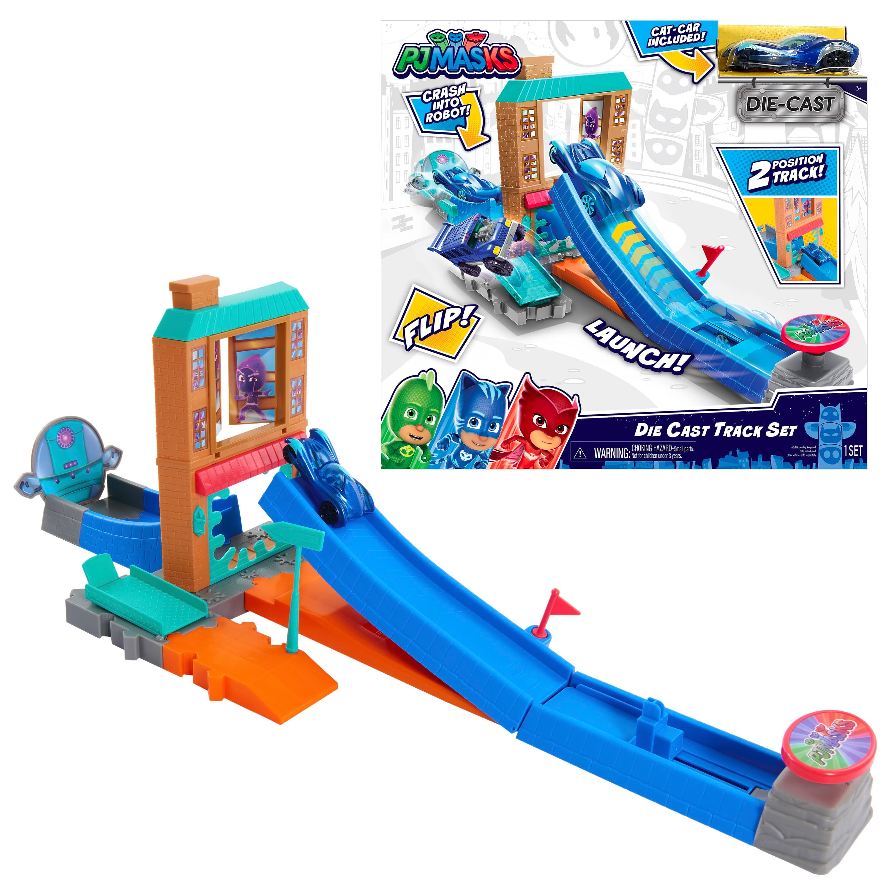 Just Play PJ Masks Die Cast Playset for 1:43 Scale Vehicles, Kids Toys for Ages 3 up