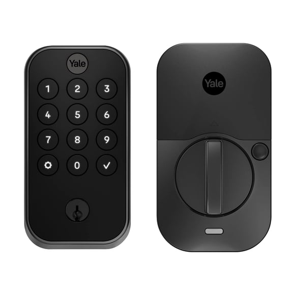 Yale Assure Lock Cerradura de puerta con código de teclado de gamuza negra con 2 cerrojos con onda Z y llave de respaldo para puerta de entrada delantera o trasera Yrd410-Zw2-Bsp