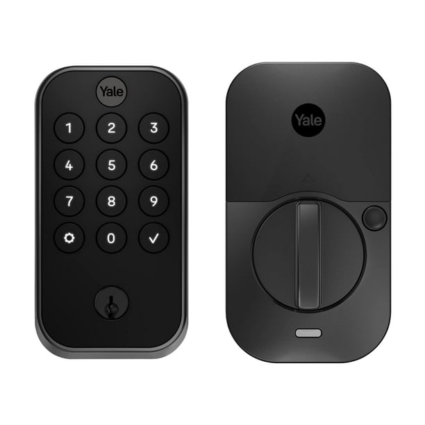 Yale Assure Lock Cerradura de puerta con código de teclado de gamuza negra con 2 cerrojos con onda Z y llave de respaldo para puerta de entrada delantera o trasera Yrd410-Zw2-Bsp