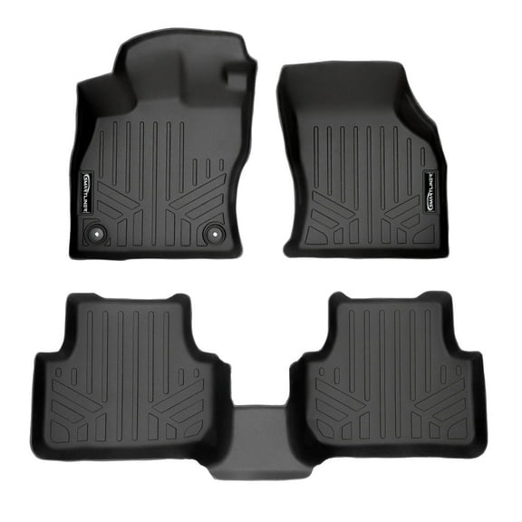 SMARTLINER Custom Fit Floor Mats 2 Row Liner Set Black Compatible With 2019-2025 Volkswagen Jetta
