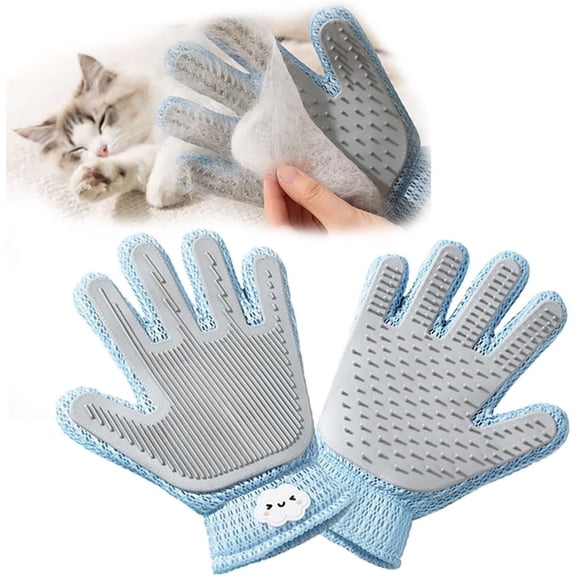 2 in 1 Pet Grooming Gloves for Dogs & Cats, Anti Bite Reusable Double Sided Electrostatic Cat Hair Remover,Pet Hair Remover for Couch, Carpet