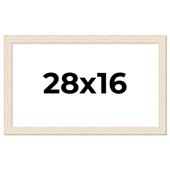 28x16 Frame White Real Wood Picture Frame Width 1.5 inches | Interior Frame Depth 0.5 inches | Barn
