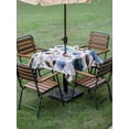 thumbnail image 4 of Outdoor Tablecloth with Umbrella Hole for Patio/Picnic/Party/Camping, Botanical Flowers Waterproof Table Cloth Square Cover Washable, Blue Green Watercolor Elegant Farmhouse (54"x 54"), 4 of 9