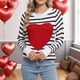 thumbnail image 4 of Suéter de Mujer con Estampado de Corazones, Larga, Cuello Redondo, Tejido de Punto Acanalado, Estilo Casual. y Negro XL, 4 of 8