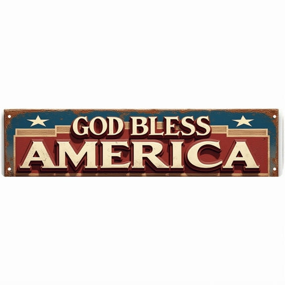 Decorative Tin Sign - 16*4 Inch "*GOD BLESS AMERICA" Patriotic Design for Living Room, Porch, Yard - Vintage Metal Sign, Ideal for Vintage Decor for Home, Outdoor Signs, Family Sign