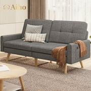 Aiho Futon Sofa Bed Convertible Folding Couch with S-Springs, for Living Room, Apartment, Office - Dark Gray