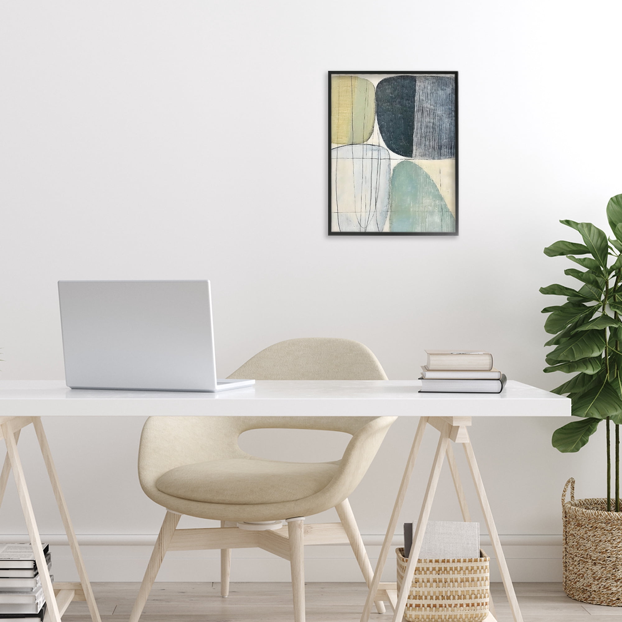 Stupell Industries Modern Organic Composition Black Framed Giclee Art, design by Riley B