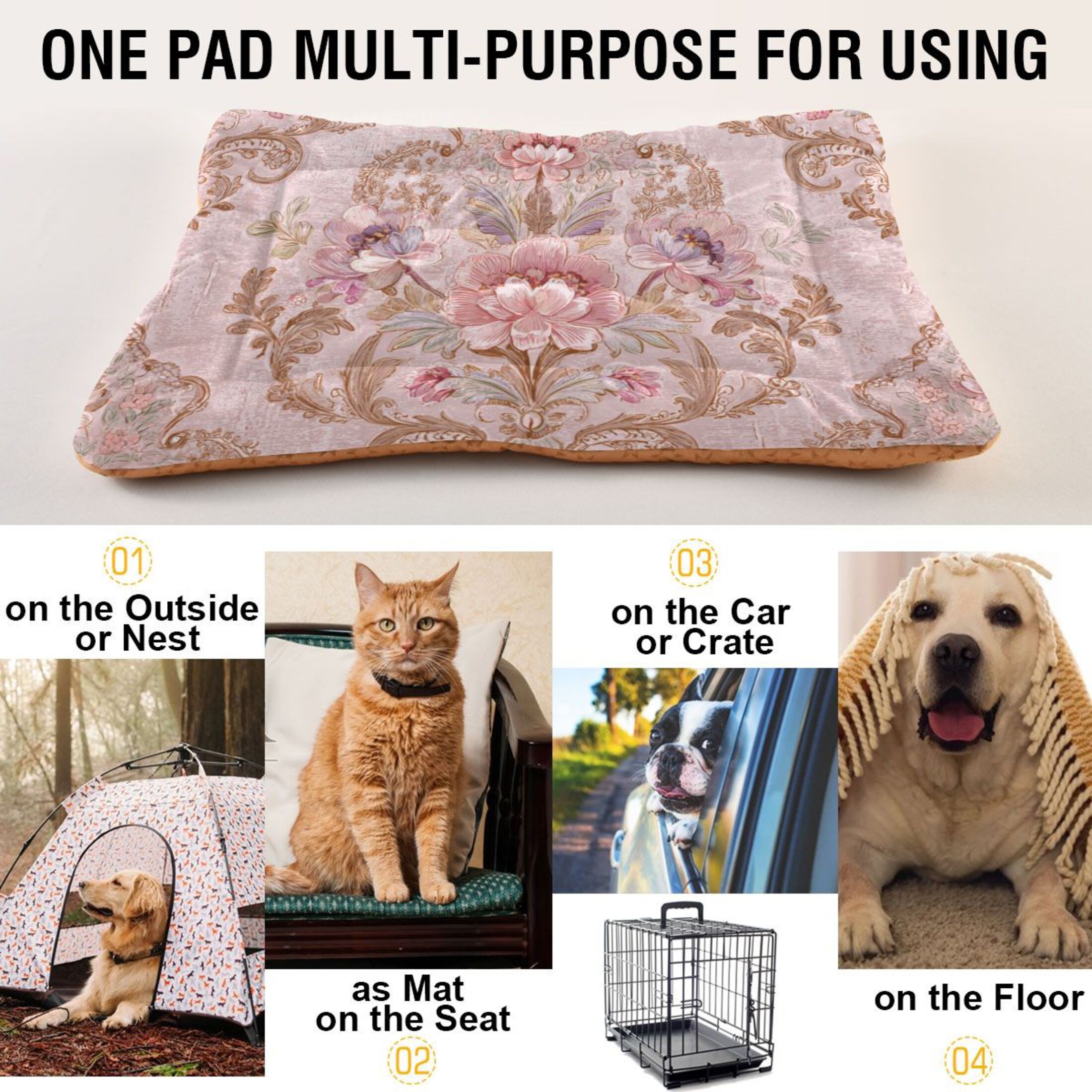 Cozy Mat Pet Bed Indoor Outdoor Warm Soft For Cat Dog Puppy(S/M) Antique Tapestry