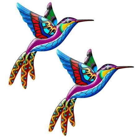 Blue Outdoor Metal Wall Decor - 3D Metal Bird Wall Decor - Outdoor Fence Decor - Garden Fence Backyard Decor,2 x 3D Metal Bee Decoration,Blue