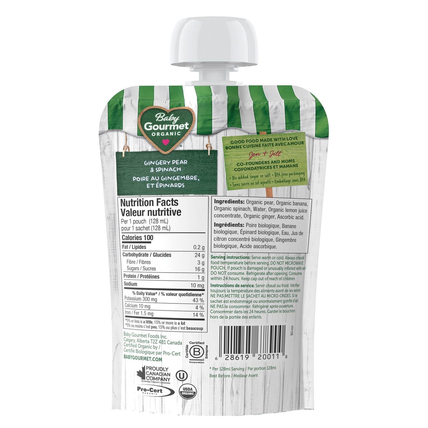 Baby Gourmet Organic Baby Food Puree Gingery Pear & Spinach