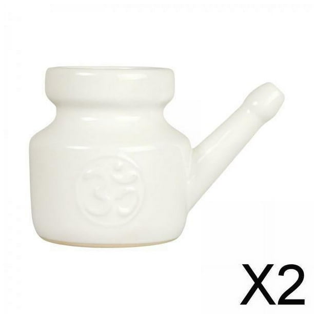 2x Olla de Limpieza , Olla de Cerámica, Olla de Enjuague Nasal, Viaje, Portátil, Olla de Irrigador Nasal Duradera para Hombres, Mujeres, 2 piezas