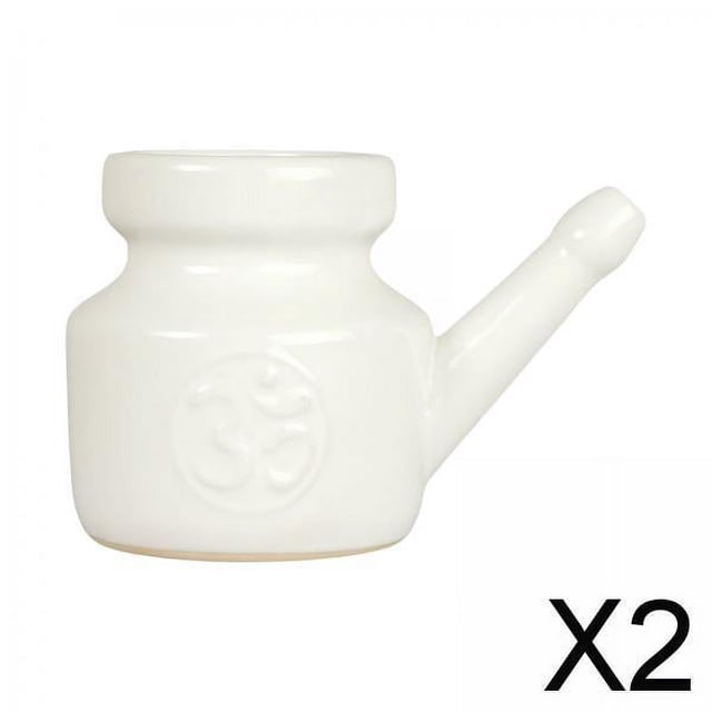 2x Olla de Cerámica, Olla con Boquilla, Olla de Limpieza Nasal Duradera a Prueba de Fugas Portátil de Viaje, Olla de Irrigador Nasal para Hombres Y , 2 piezas