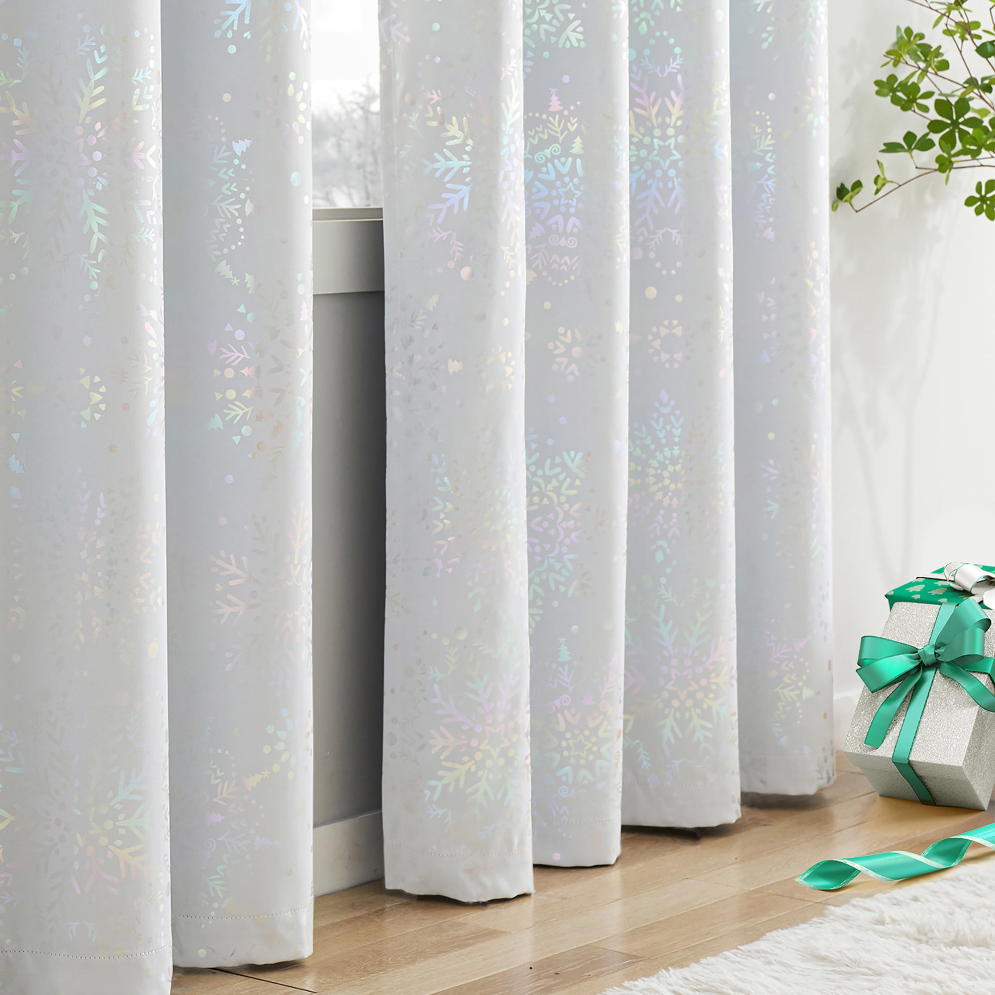 Exultantex White Blackout Window Curtain Panels Colorful Shining Classic Vintage Floral Curtains,Grommet Top,50x63,2pcs