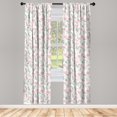 thumbnail image 4 of Ambesonne Flamingo Window Curtains, Pastel Bird and Leaves, Each 28" W x 63" L, Peacock Green Pink, 4 of 4