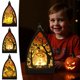 thumbnail image 1 of Linterna Led Triangular de Halloween con Vela Electrónica, Ataúd de Calabaza y Esqueleto., 1 of 5