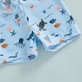 thumbnail image 6 of Baby Boys Swimsuit Summer Fish Print Long Sleeve Rash Guard Swim Trunk with Hat Set Three Piece for Toddler Light Blue 18 Months-24 Months, 6 of 6