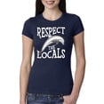 thumbnail image 2 of Wild Bobby Respect The Locals Save Our Oceans Dolphin Animal Lover Women Slim Fit Junior Tee, Navy, Small, 2 of 6