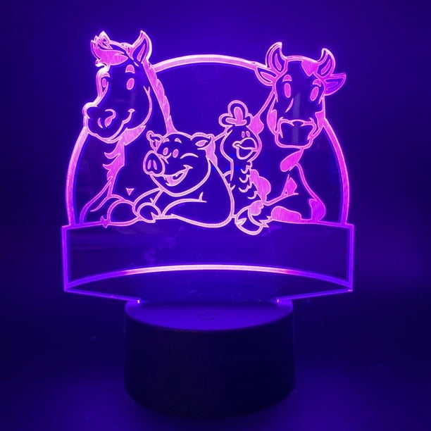 Lámpara de mesa con luz nocturna Zoo Animals 3D LED para dormitorio infantil
