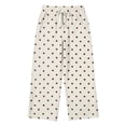thumbnail image 4 of Textilo Polka Dot Pants for Women Wide Leg Elastic High Waisted Sweatpants with Pockets Drawstring Joggers Fall Winter Loose Fit Baggy Comfy Casual Slacks,Beige 4XL, 4 of 5