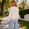 thumbnail image 4 of Stralyhd Cardigan Sweaters for Women Button Up Long Sleeve Lightweight Cardigans Knit Soft Crew Neck Sweater Office Loose Fit Spring Fall Outfits Khaki M, 4 of 6