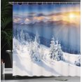 thumbnail image 4 of Ambesonne Winter Shower Curtain, Tops Dramatic Sky Alpine, 69"Wx75"L, White Blue Apricot, 4 of 5