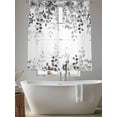 thumbnail image 5 of Grey Sheer Curtains 63 Inch Length 2 Panels Set - Light Filtering Window Treatments, Eucalyptus Leaves Rod Pocket Semi Curtains for Living Room/Bedroom/Kitchen Décor, 104"W x 63"L, 5 of 7