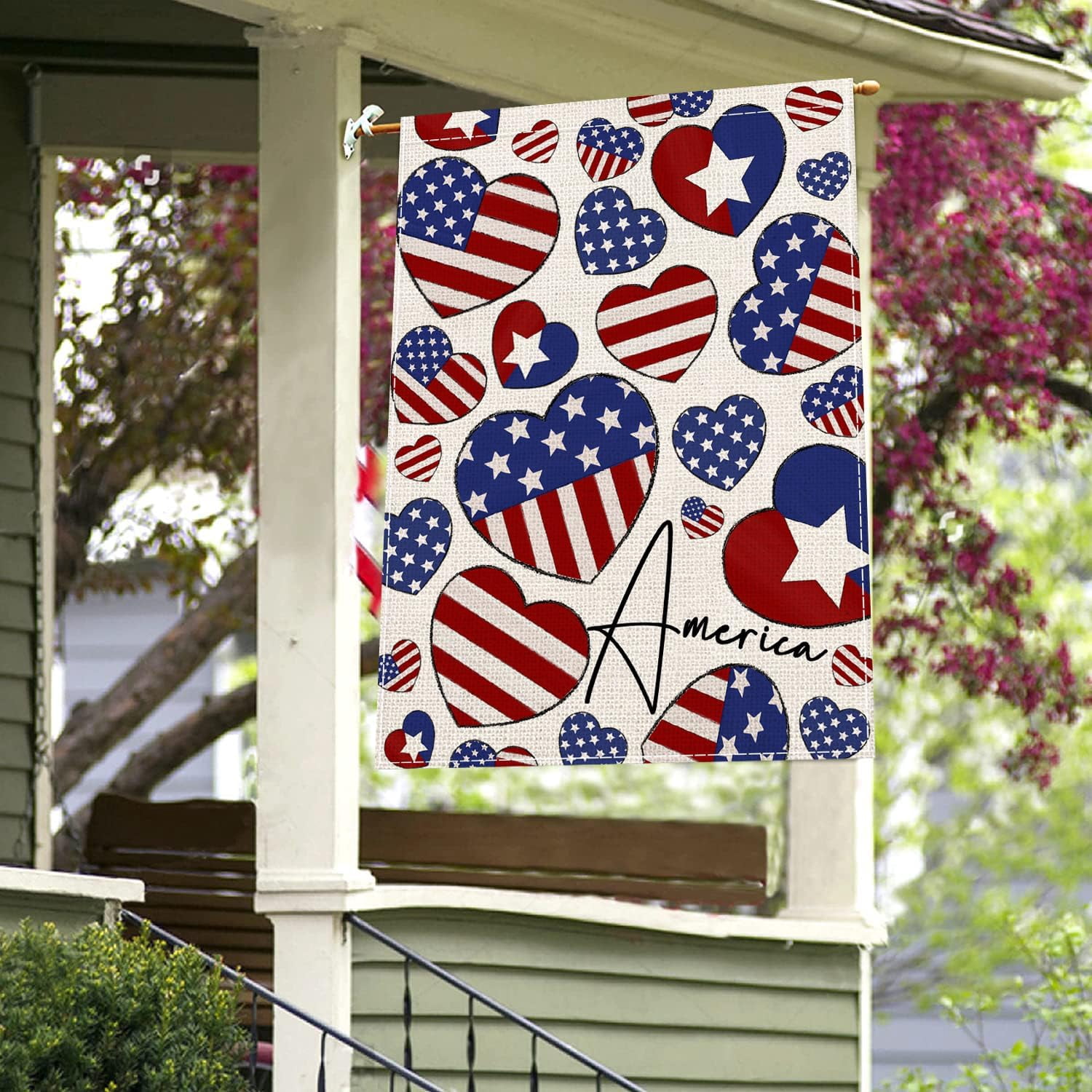 4th of July America House Flag 28x40 Inch Double Sided Outside Independence Day Patriotic American Stars and Stripes Yard Outdoor Decoration