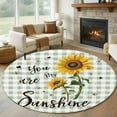 thumbnail image 2 of Round Rugs 6 Ft, Sunflowers Farmhouse Non Slip Area Rugs for Kitchen Bedroom Entryway, Sage Green Plaid Pastoral Rustic Washable Carpet Runner Rug Floor Mats for Bedroom Home Decor, 2 of 9