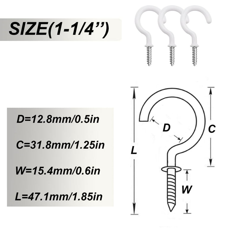 20pcs/lset 1/2 5/8 3/4 7/8 Inches Heavy Screw High Quality Cup Hook Brass  Plated Wall Hanging Hanger Shouldered Screw Hooks - AliExpress