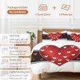 thumbnail image 6 of 3 Piece Red Love Heart Valentine Duvet Cover Set Full Size, Microfiber Comforter/Quilt Cover with Corner Ties and 2 Pillowcases, Red Black Love Heart All Season Soft Bedding with Zipper Closure, 6 of 8