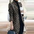 thumbnail image 2 of IROINNID Women's Mid-Long Open Front Coat Stand Collar Graphic Prints Long Sleeve Elegant Outerwear Casual Tweed Loose ooo, Multicolor, 2 of 6