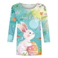 thumbnail image 5 of Xixinqiwan Womens 3/4 Sleeve Blouses,Women Happy Easter Egg Gift Blouses for Ladies Elbow 3/4 Sleeve Round Neck Funny Bunny Easter Graphic Tops Tees, 5 of 5