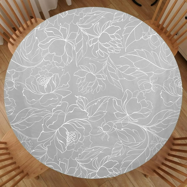 Clear Round Vinyl Fitted Tablecloth Elastic Edge Plastic Table Cloth Thicken .mm Tablecover for Patio/Dinning Fits Tables