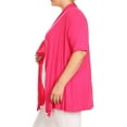 thumbnail image 3 of Moa Collection Women's Plus Size Short Sleeves Draped Open Front Casual Solid Cardigan, 3 of 5