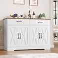 thumbnail image 2 of Hiphuta 47"Farmhouse Sideboard Storage Cabinets with 4 Doors & 2 Drawers, Coffee Bar with Brown Top for Living Room, White, 2 of 7