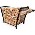thumbnail image 1 of Firewood Rack Outdoor and Indoor Firewood Storage with Kindling Wood Hooks.in Double Coated Fire Wood Rack Rustproof Stable Log Holder and Fireplace Decor Organizer, 1 of 6