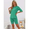 thumbnail image 3 of DARING DIVA Womens 2 Pieces Biker Shorts Set Outfits T-Shirt Lounge Wear XS Green, 3 of 7