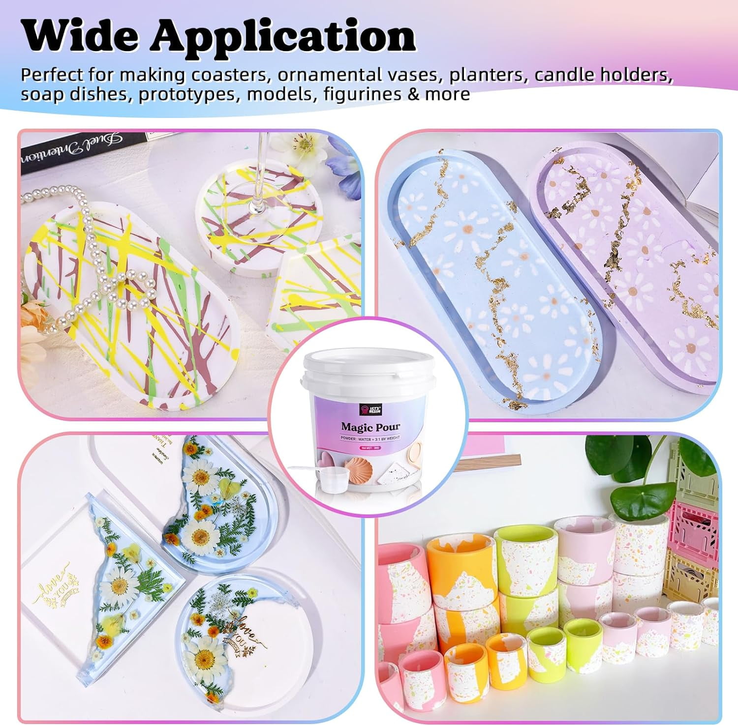 LET'S RESIN 3000g Casting Powders, Fast Cured Casting Resin Kit for Beginners,20~30 Minutes De-Mold, Water Activated Plaster Powder Kit for Molds
