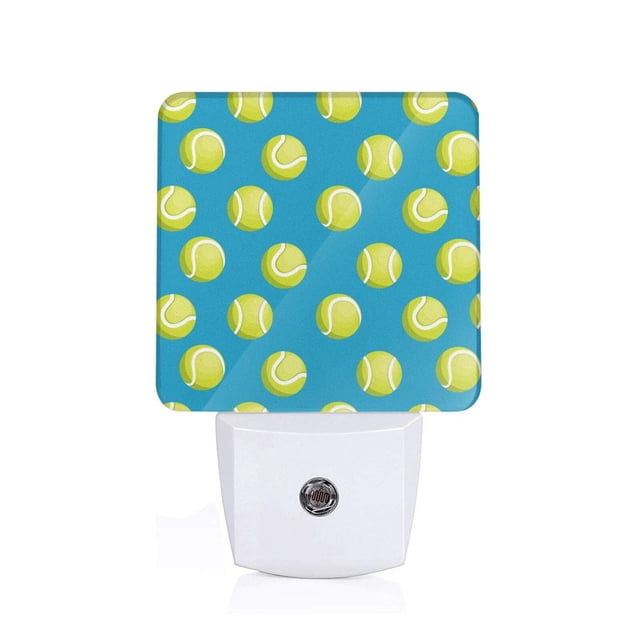 Fotbe Veilleuse Rétroéclairée à LED Motif Balle de Tennis avec Capteur de Mouvement & Capteur Crépuscule à l'Aube Veilleuse Écoénergétique, Veilleuse de Chambre-EU