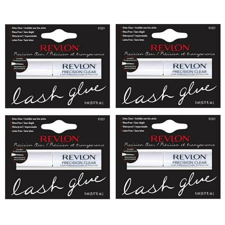 Revlon Precision Clear, Thin Brush, Mess Free, Waterproof, Latex Free Lash Glue #9321 (Pack of